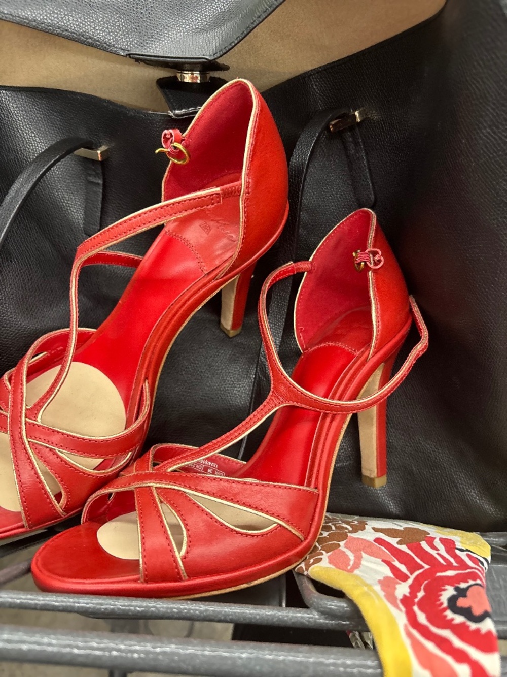 Zara x Kate Moss Leather Heeled Sandals Heels Red Size 8.5